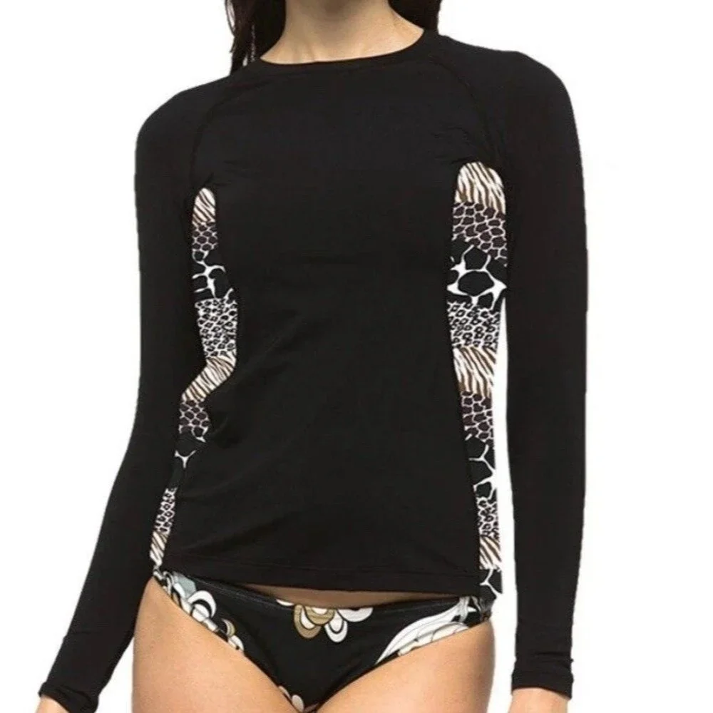 Private Island Hawaii Women Rash Guard Swimsuit Top Long Sleeve Shirt Yoga Beach